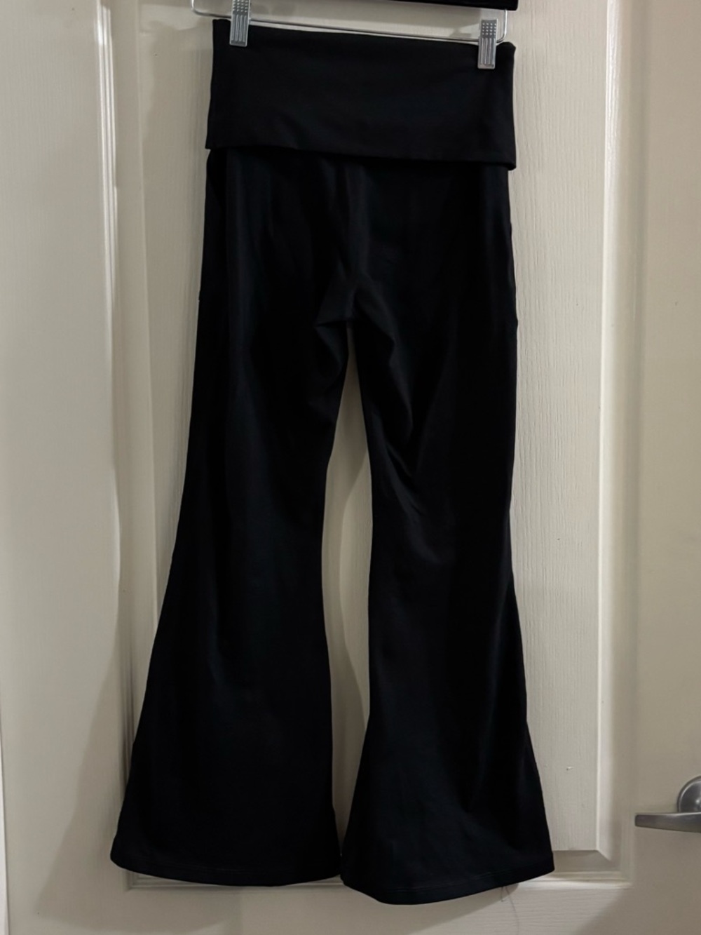 aerie OFFLINE Fold-Over Waist Flare Yoga Pants in Black